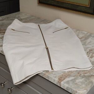 MLM Ecru Leather Pencil Skirt Size L